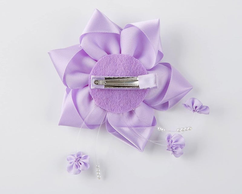 Fancheer Purple Flower Hair Clip with Clip On Earrings for Women Halloween Costume Accessories Headpiece for Isabella - Image 5